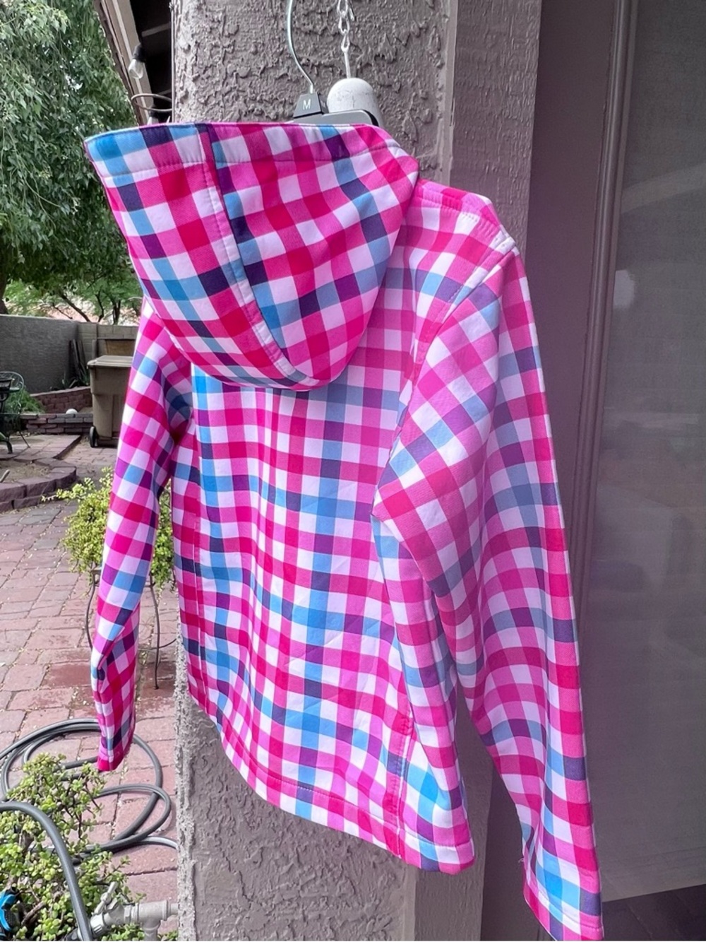 Trespass Pink, Blue & White Plaid Zip Jacket with Hood & Pockets - Picture 4 of 16